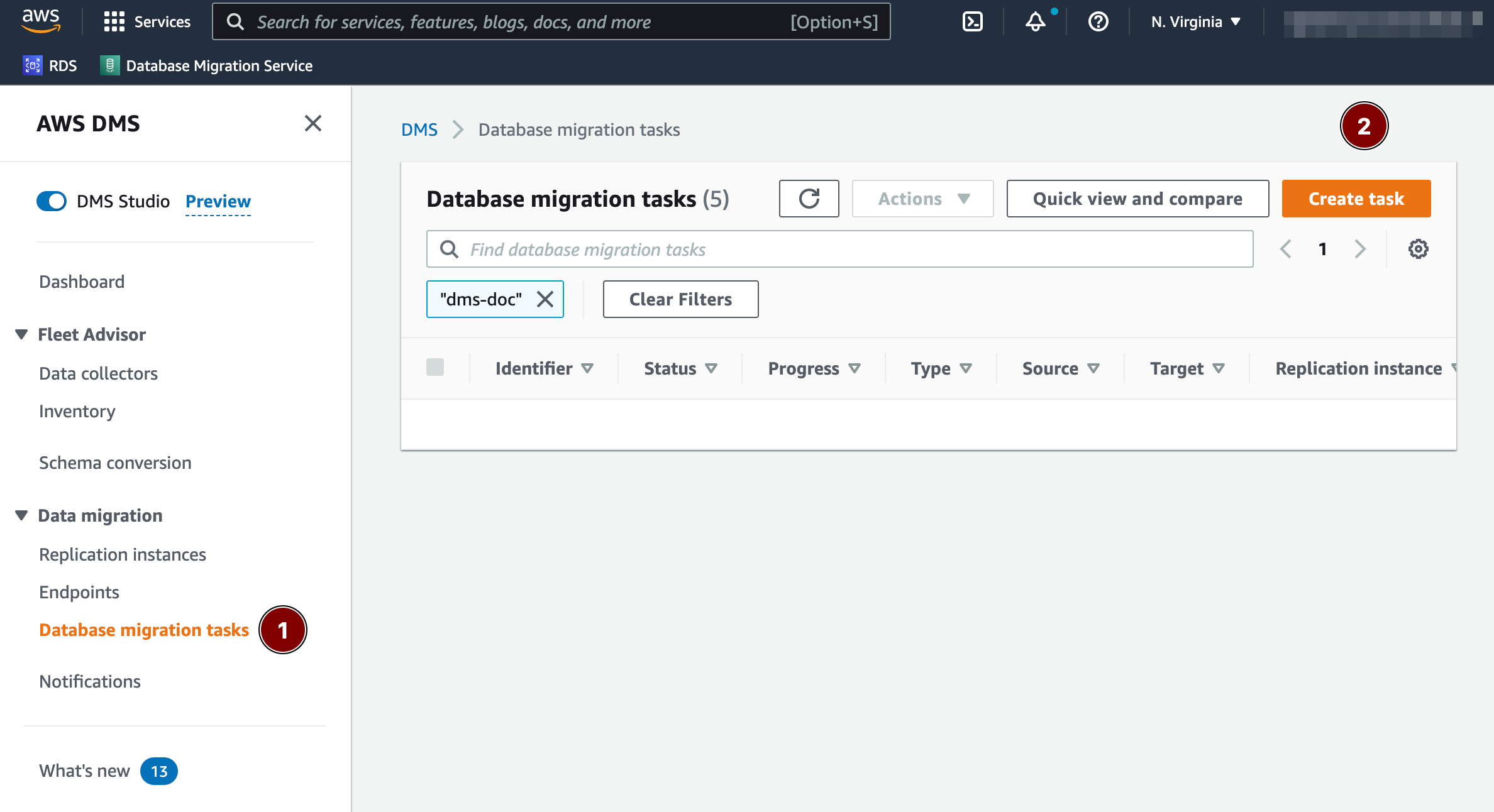 AWS-DMS-Create-DB-Migration-Task