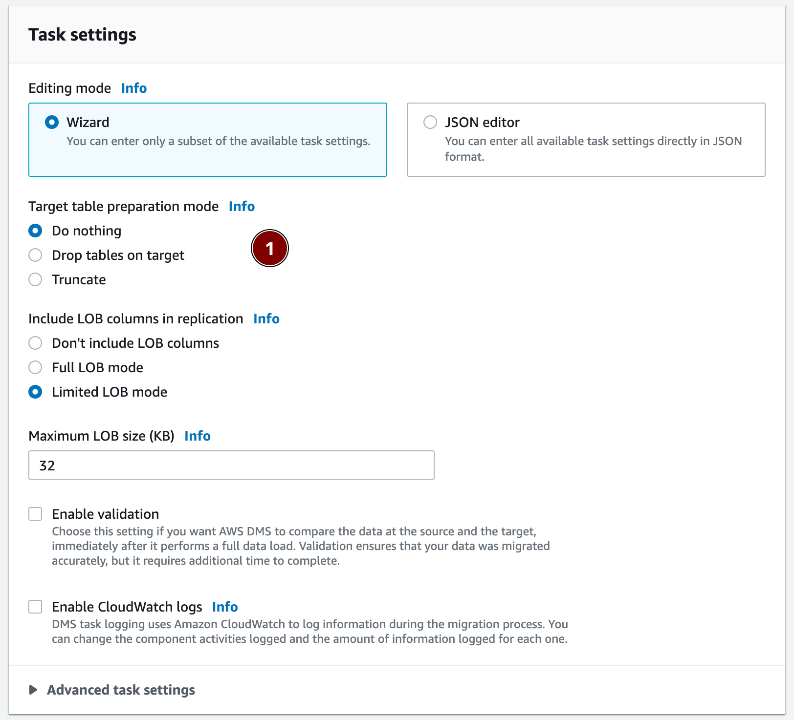 AWS-DMS-Task-Settings